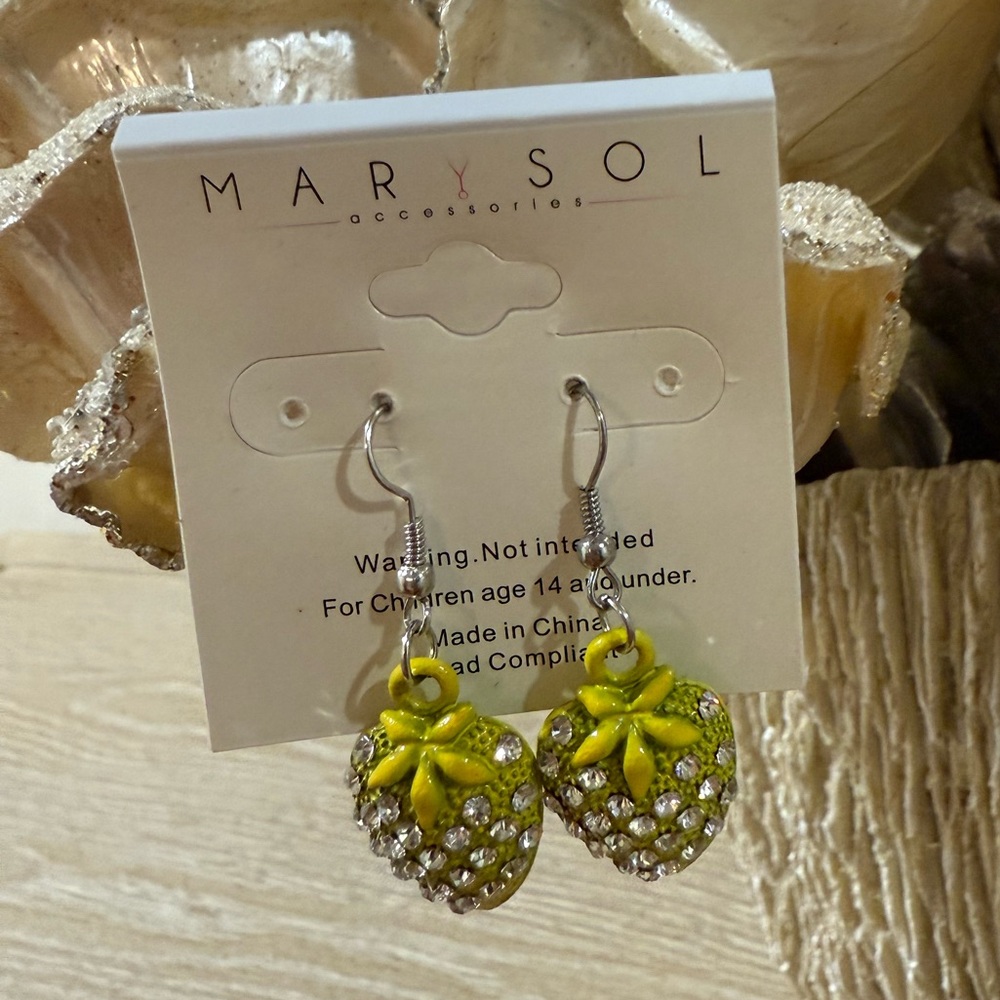 Kids Yellow Strawberry Earrings